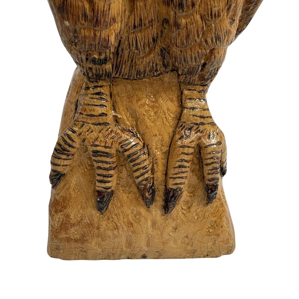 Hand Carved Wooden Hawk Falcon Sculpture Signed Mel Watson Raptor Bird Statue 16 - Picture 7 of 16